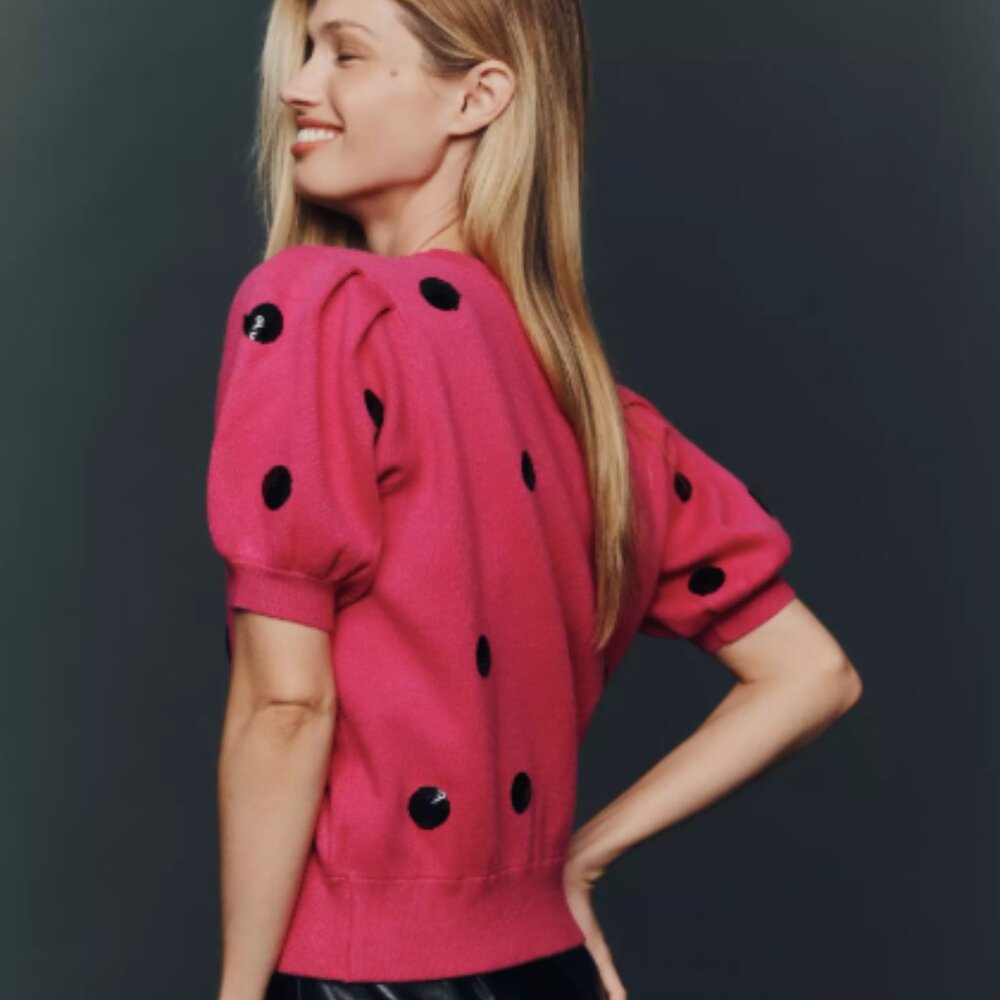 English Factory Puff-Sleeve Crew-Neck Sweater - Picture 3 of 3